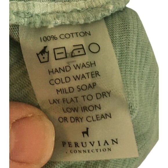 Peruvian Connection Dress Women's Size Large Sage Green Button Up Cotton - Picture 6 of 7